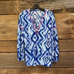 Lilly Pulitzer Kalissa Knit tunic, small, blue/white vneck l/s